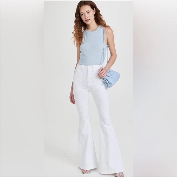 7 For All Mankind High-Waisted Sailor White Flare Jeans | 32 - Picture 3 of 9